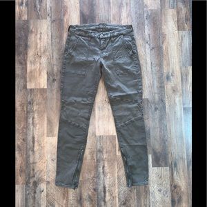 Super Cute 7 For All Mankind Army Green Moto Jeans